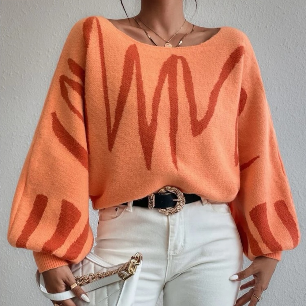 BRAND NEW Orange Lantern Sleeve Sweater